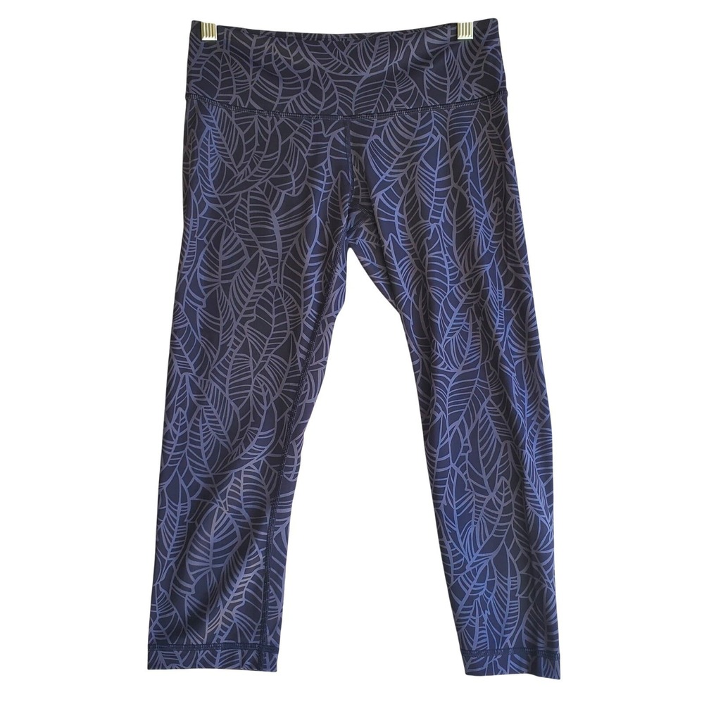 Lululemon Wunder Under Crop‎ 6 Pretty Palm Cadet Blue Greyvy Luxtreme Leggings